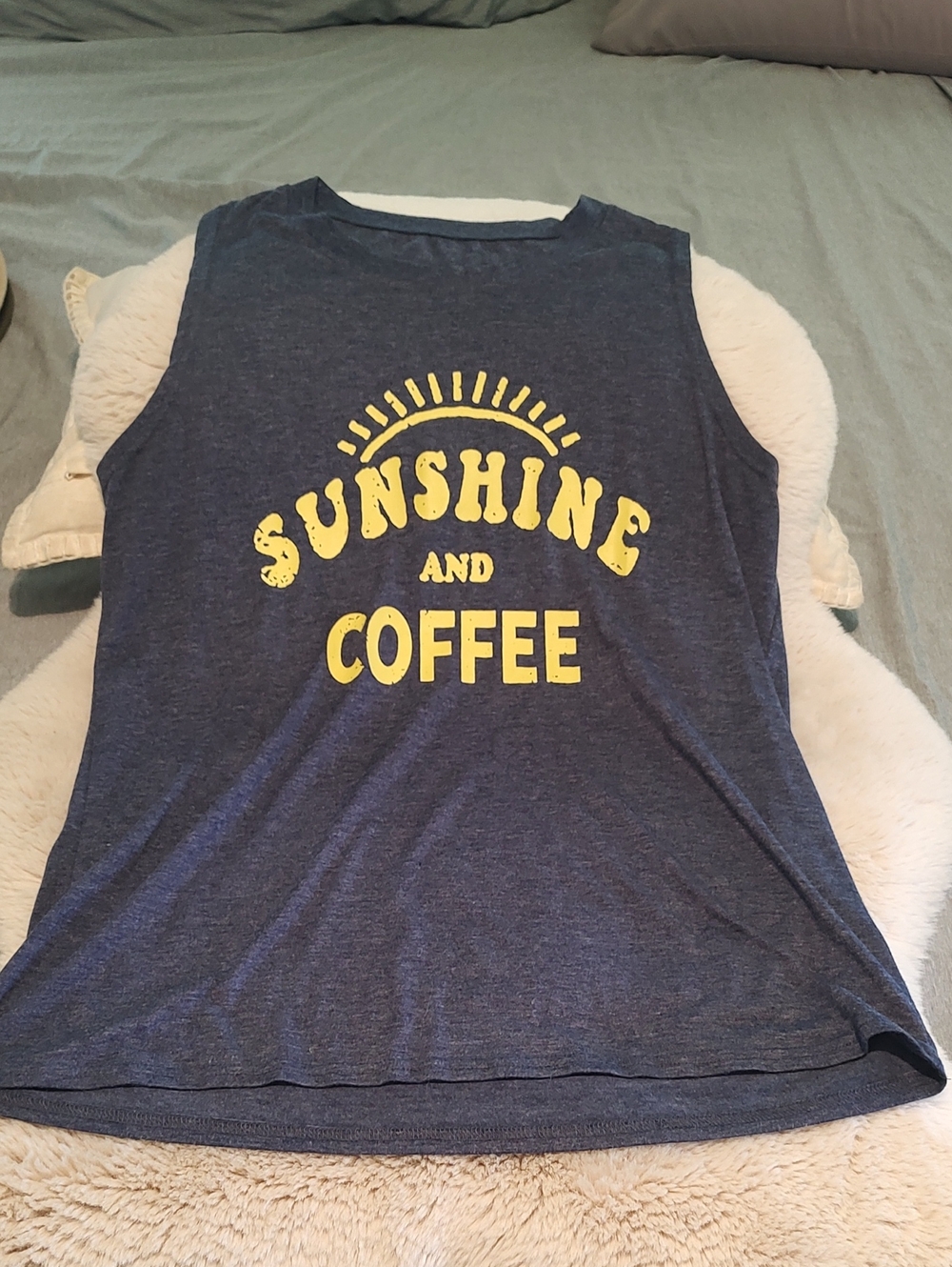 Sunshine and Coffee Navy Graphic Tank Top